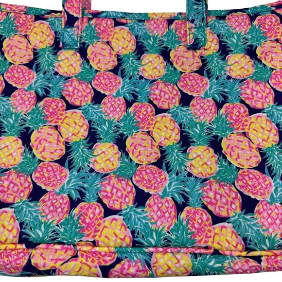Simply Southern Colorful Preppy Pineapple Print Large Beach/Pool Tote/Carryall - Picture 3 of 7